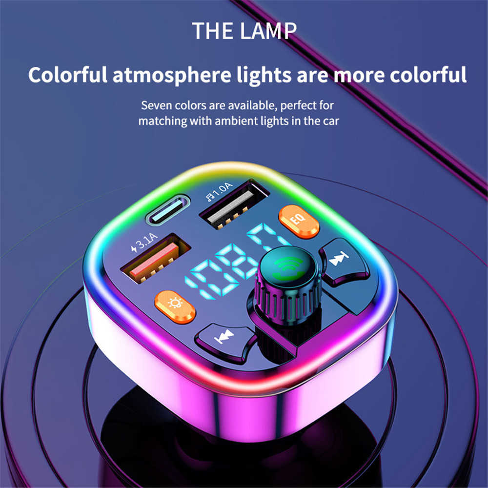 New KEBIDU FM Transmitter Car Bluetooth MP3 Audio Player Wireless Handsfree Car Kit with 18W PD Type-c Fast Dual USB Charger