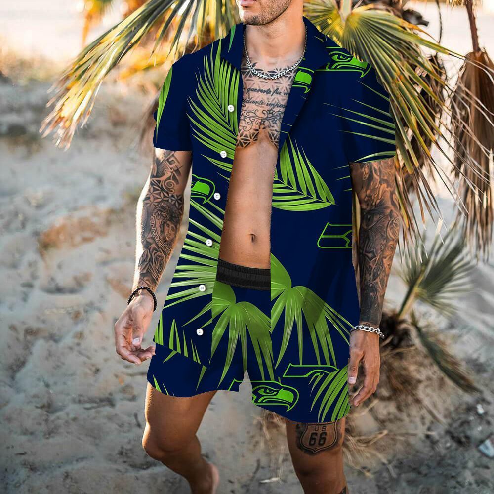Men's Tracksuits 2023 Men Sets Leaf Plant 3D Lapel Short Sleeve Casual Shirt Beach Shorts Summer Streetwear Vacation Hawaiian Suits S4XL 230520