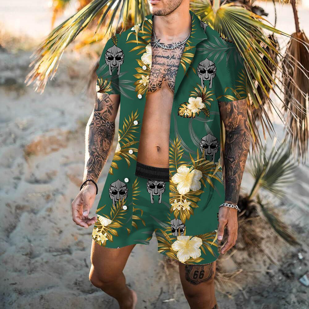 Men's Tracksuits 2023 Men Sets Leaf Plant 3D Lapel Short Sleeve Casual Shirt Beach Shorts Summer Streetwear Vacation Hawaiian Suits S4XL 230520