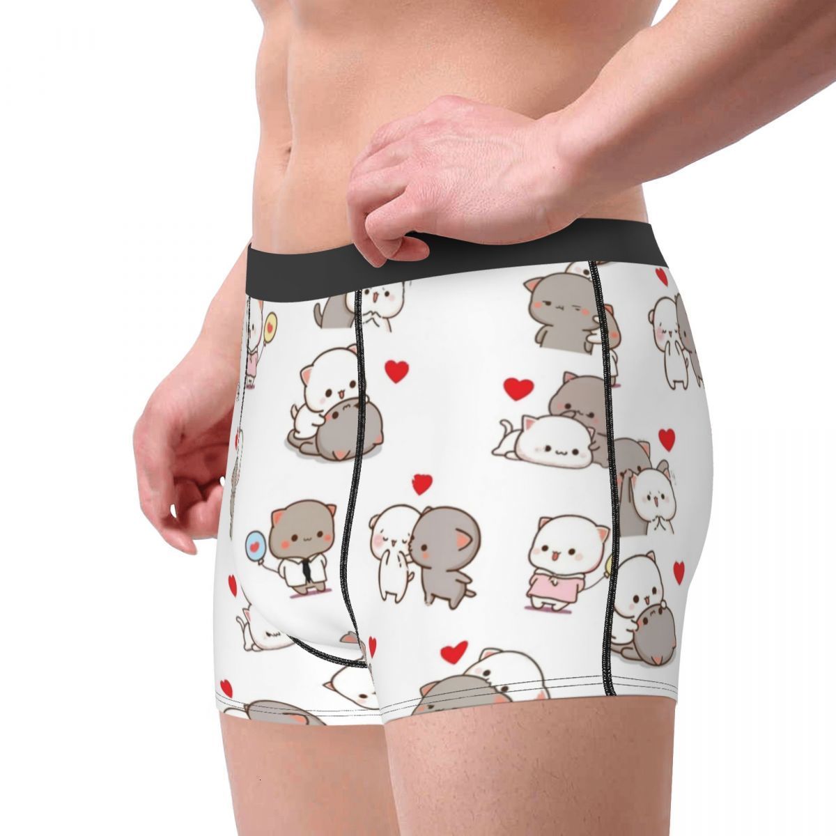 Underpants Men Boxer Shorts Panties Mochi Peach And Goma Cat Polyester Underwear Male Sexy SXXL 230520