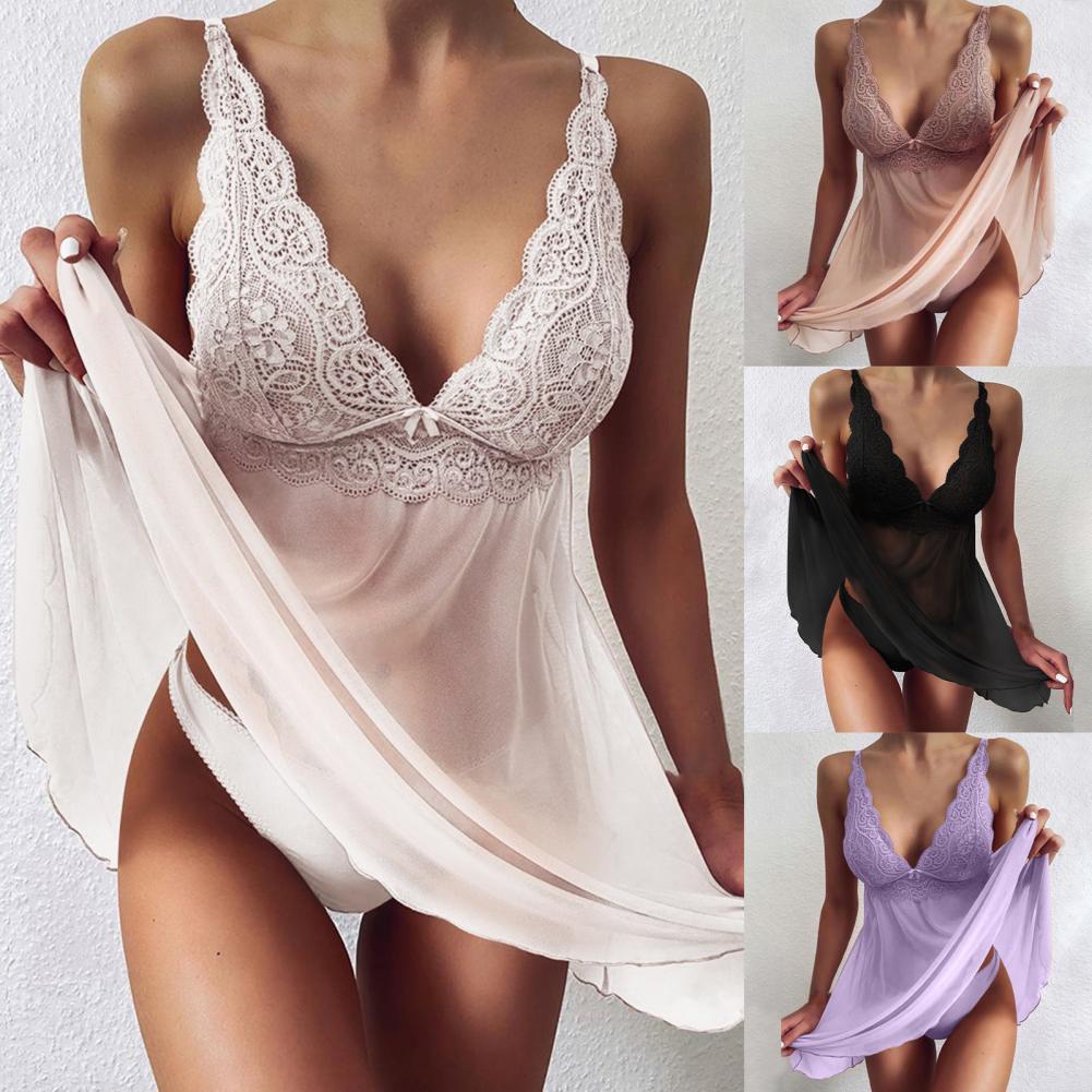 Women's Sleepwear 2PCS Women's Sexy Sleepwear Perspective Mesh Sewn Underwear Sleepwear Set Sexy Strap Underwear Sleepwear 230520