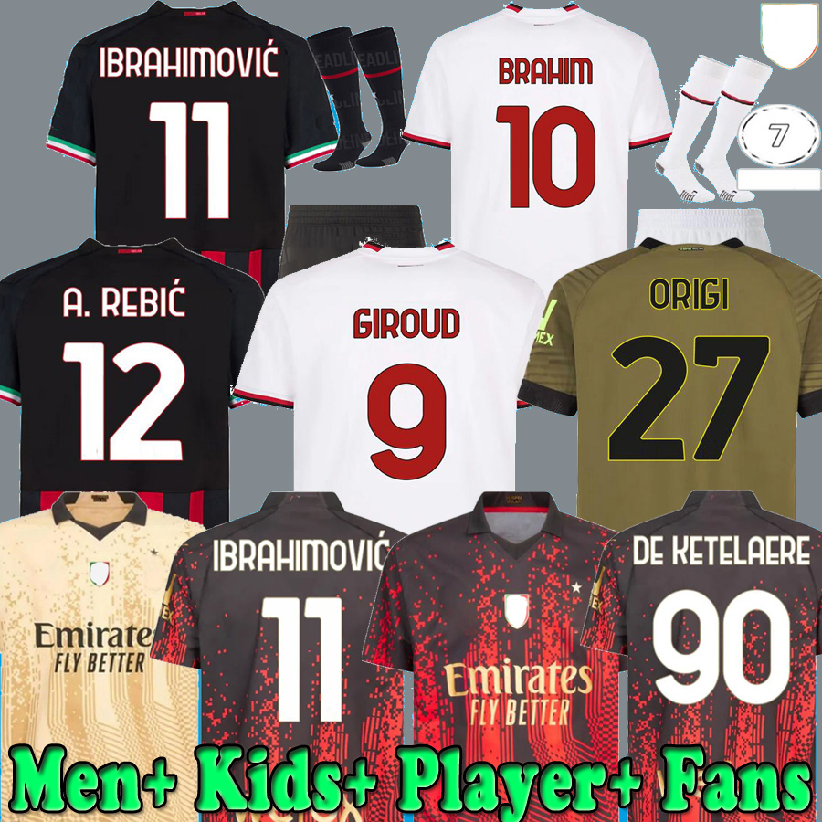 IBRAHIMOVIC 22 23 24 AC MILANS soccer jerseys Player Fans GIROUD DE KETELAERE R. LEAO TONALI THEO 2023 2024 football shirt special fourth 4th men kids kit uniform Set, 23 24 home fans 1 patch
IBRAHIMOVIC 22 23 24 AC MILANS soccer jerseys Player Fans GIROUD DE KETELAERE R. LEAO TONALI THEO 2023 2024 football shirt special fourth 4th men kids kit uniform Set, 23 24 home fans 1 patch