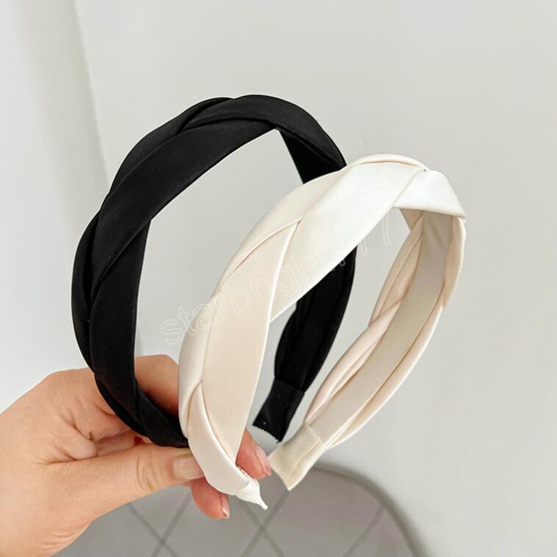 Fashion Hairband For Women Handmade Braided Turban Casual Light Color Headwear For Adult Hair Accessories