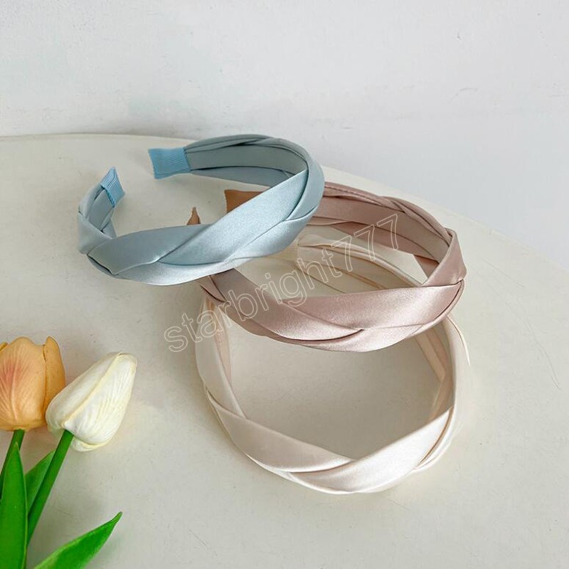 Fashion Hairband For Women Handmade Braided Turban Casual Light Color Headwear For Adult Hair Accessories