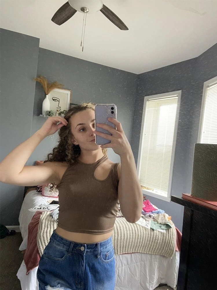 Women's Tanks Camis Sexy Ribknit Tank Top for Women Summer Solid Oneck Sleeveless Crop Tops Street Vintage Korean Fashion Shirt Vest Y2K Clothes 