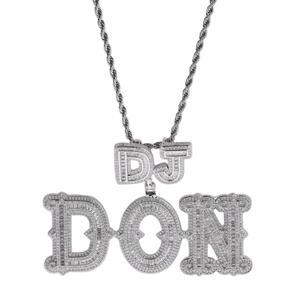 0-9 A-Z Custom Name Letters Pendant Necklaces T Zircon Charm Letters Numbers Tail Clasp Men Women Jewelry Gift