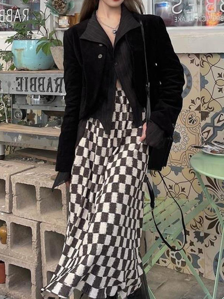 Women's Blouses Shirts Deeptown Y2k Blouse Women Vintage Black Shirt Gothic Harjauku Pleated Button Up Korean Dark Tight Long Sleeve Aesthetic Fe