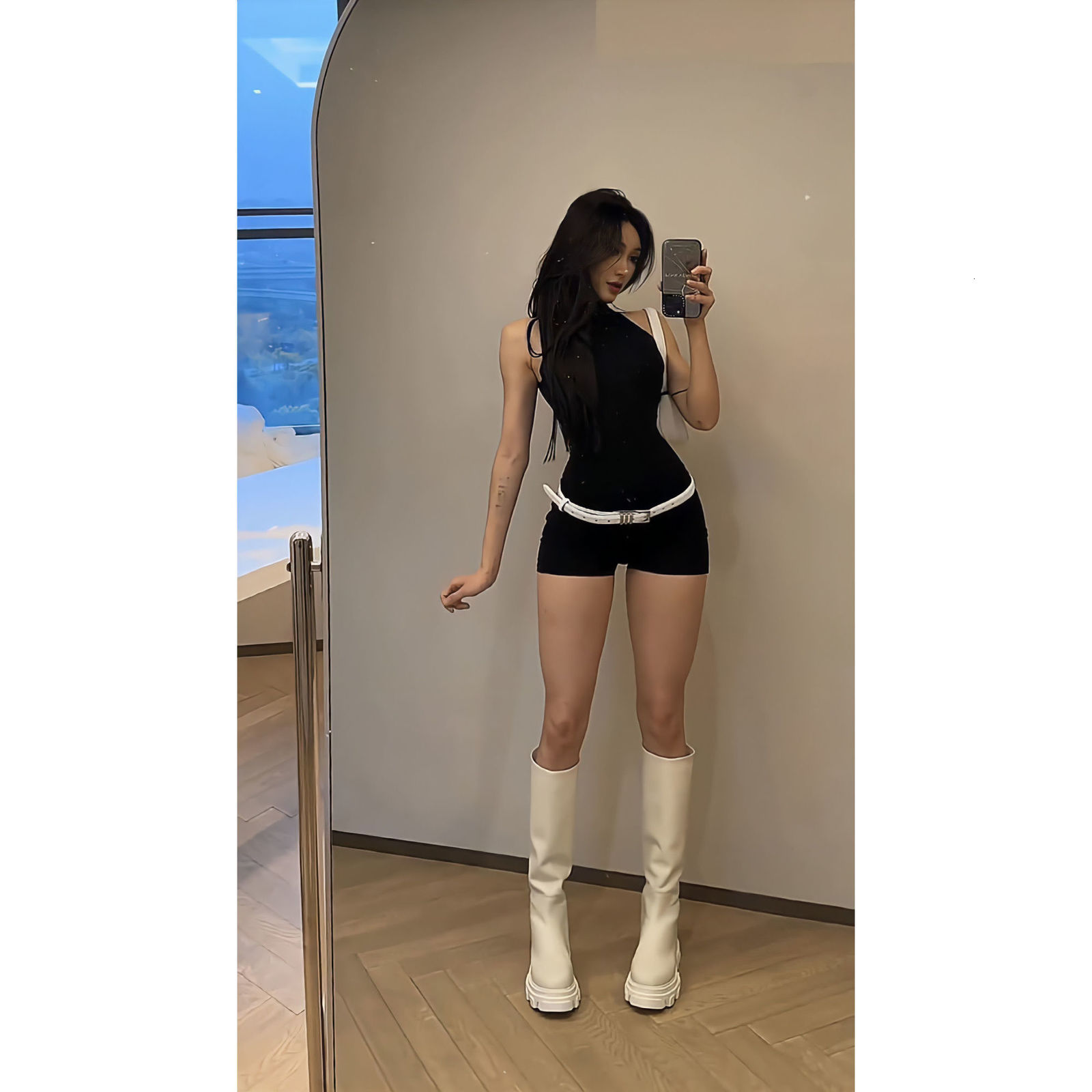 Women's Tanks Camis Black Sleeveless Simple High Collar Elastic Solid Color Slim Body Pack Hip Vest One Pants European Style Dating Shopping 2305