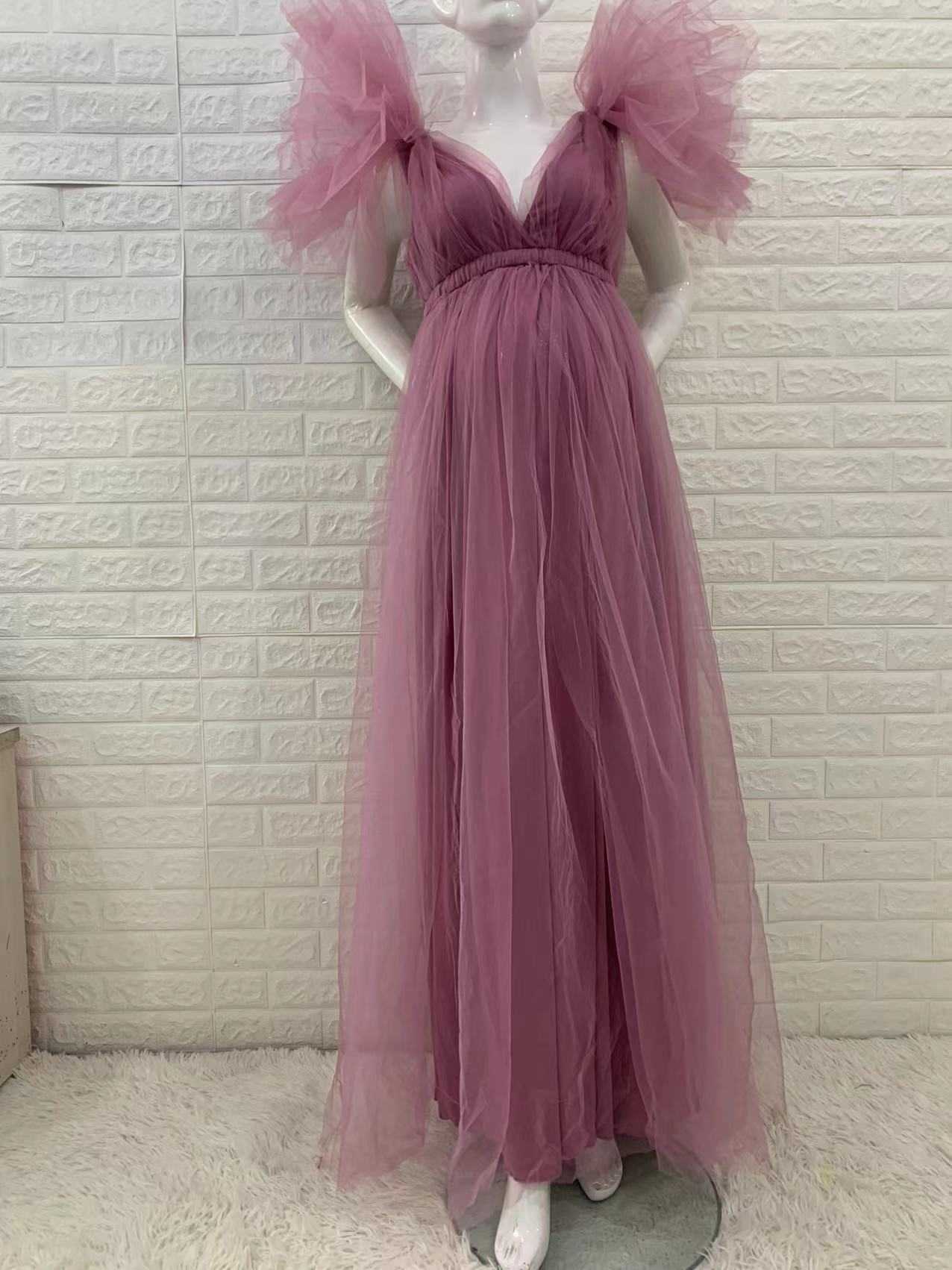 Maternity Dresses New Tulle Maternity Dress for Photoshoot Pregnancy Shooting Baby Shower Dresses For Pregnant Woman Long Photography Session Gown AA2
