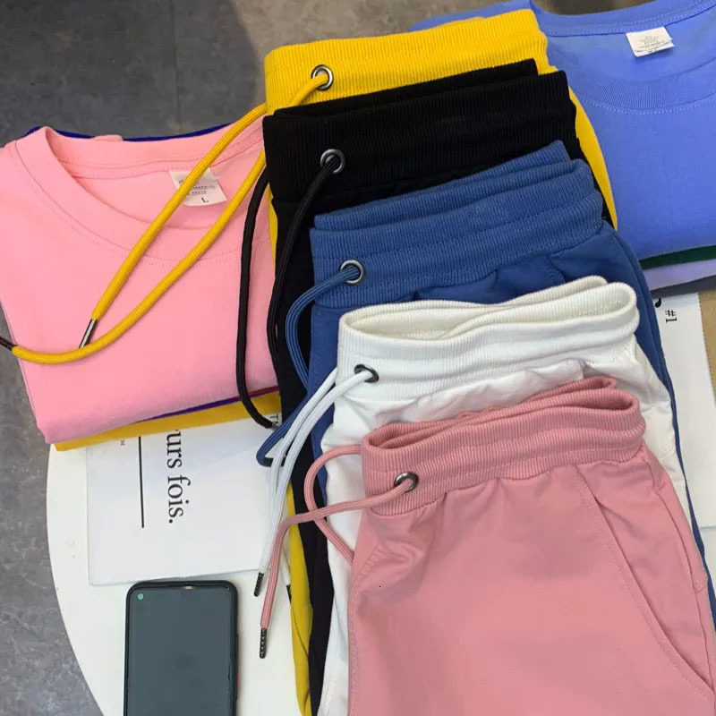 Mens Shorts 40KG100KG Summer 100% Cotton Soft Drawstring Waist Black White Yellow Pink Casual 4XL 5XL 230522
