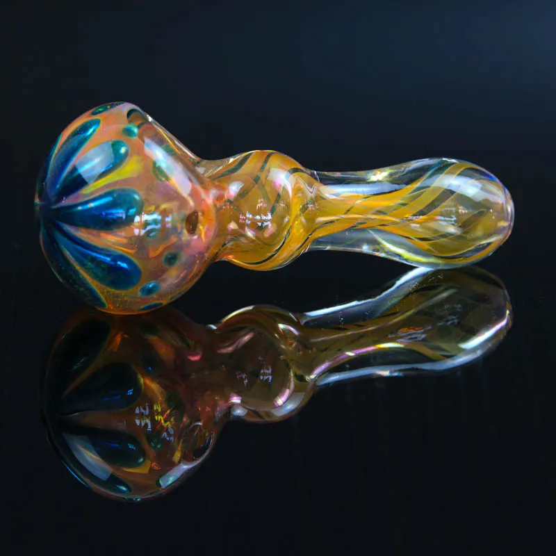 Colorful Glass Smoke Pipes Bright Stripe Hand Pipes 9.5cm Leaves Pattern Spoon Shape
Colorful Glass Smoke Pipes Bright Stripe Hand Pipes 9.5cm Leaves Pattern Spoon Shape