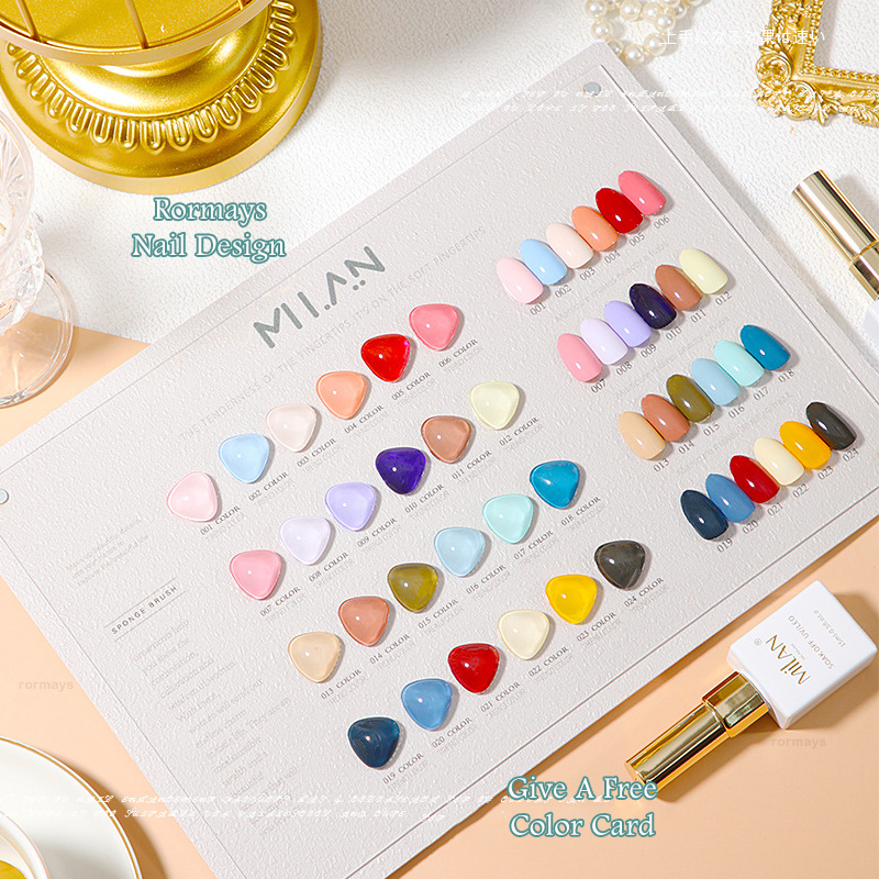 Rormays 24 Color Gel Nail Polish 15ML Fashion Macaron Varnish Gel UV LED Immersion Semi Permanent Base Coat Matte Coat Nail Art Nail Salon Dedicated G