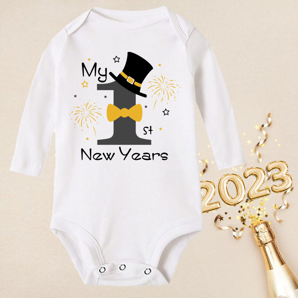 Rompers Hello born Baby Rompers Long Sleeve Infant Jumpsuit It's My First Year Baby Boys Girls Year Ropa Clothes 230522