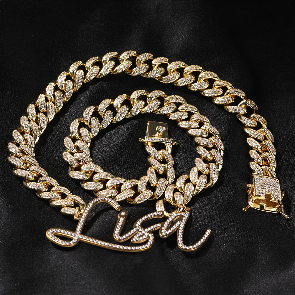 Custom Art Letters Name Pendant Stainless Steel Necklace with Miami Cuban Chain
Custom Art Letters Name Pendant Stainless Steel Necklace with Miami Cuban Chain