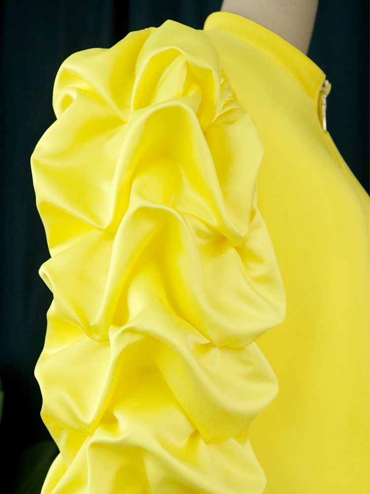 Basic Casual Dresses Trendy Fall Winter 2023 Mini Shift Dres High Neck Puff Sleeve Zipper Tunic Retro Vintage Party Club Events Wear 4XL 230522