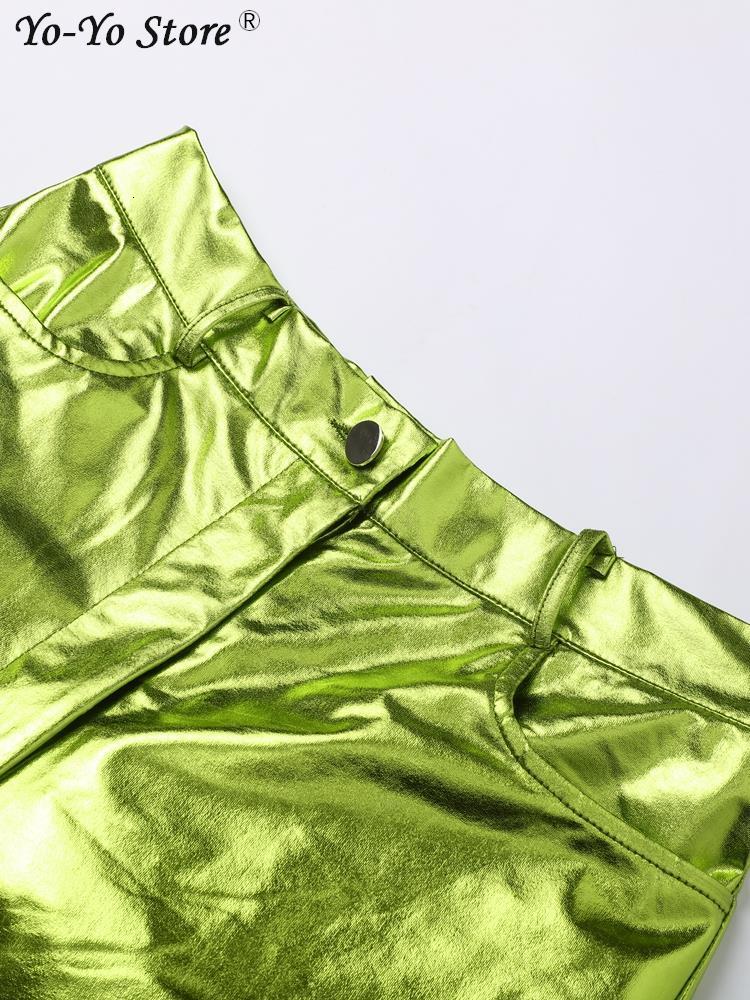 Women's Pants Capris PU bright color straight pants solid sexy low waisted street clothing men's autumn and winter casual loose fitting wome