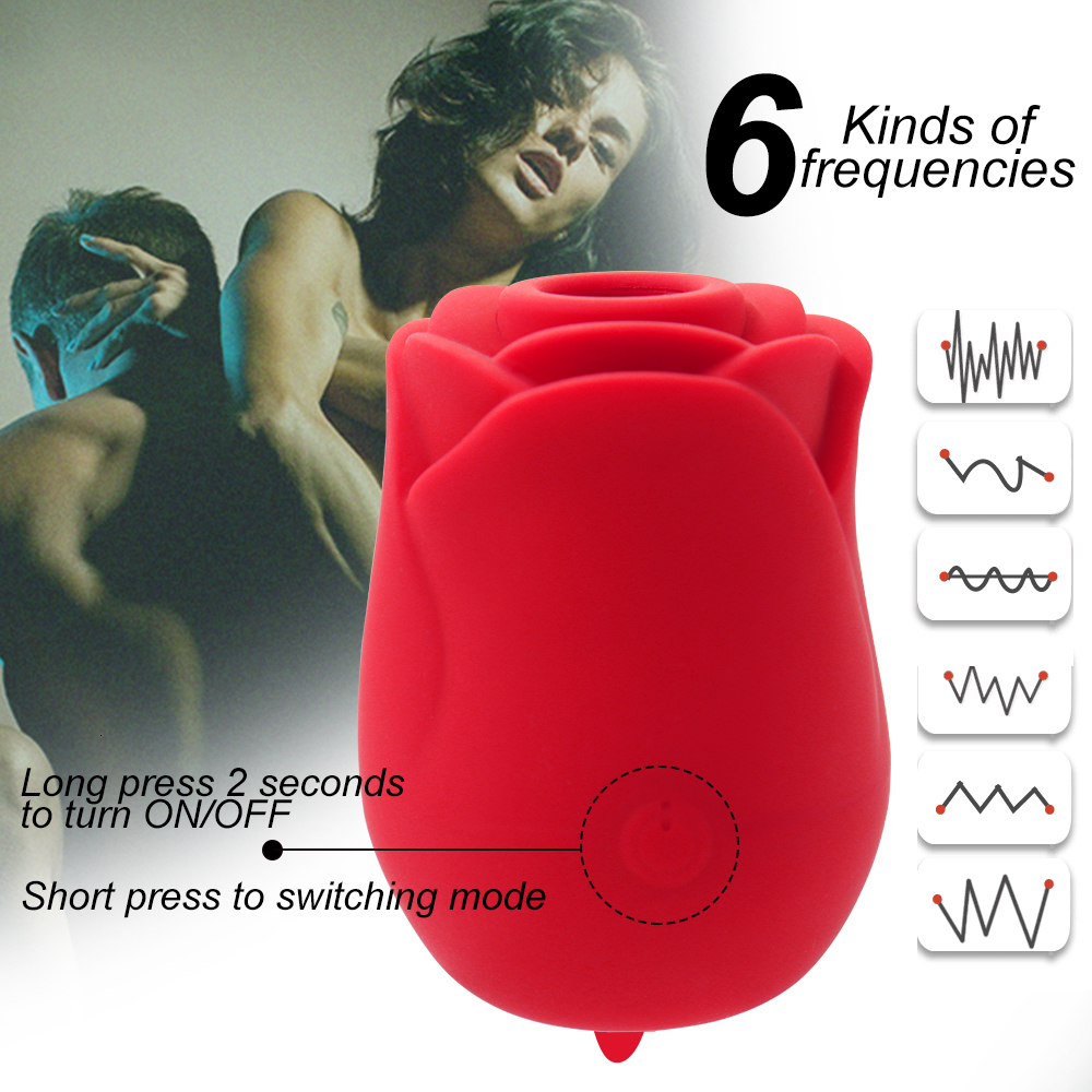 Adult Toys Rechargeable silicone rose Clinton suction vibrator sex toy suitable for female suction pumps female tongue licking clitoral stimulators 23