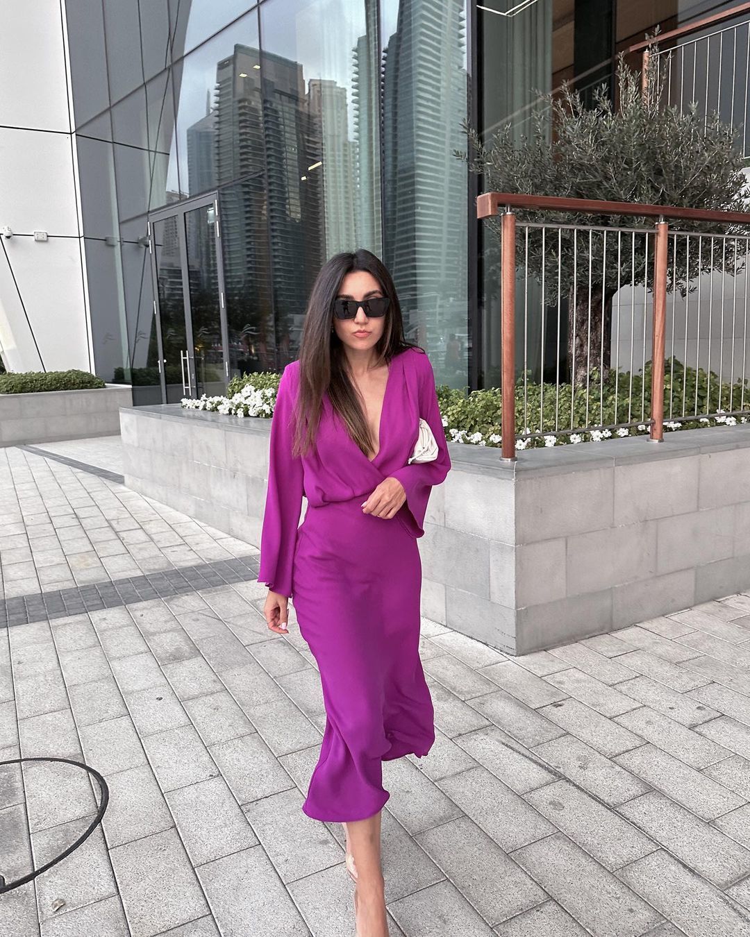Basic Casual Dresse Solid V Neck Midi Dress Elegant Loose Long Sleeve Robes Vestidos 2023 Spring Female High Waist Vacation Party 230522