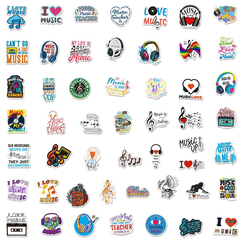 50Pcs Inspirational Music Stickers Rock Band Music Graffiti Kids Toy Skateboard car Motorcycle Bicycle Sticker Decals Wholesale