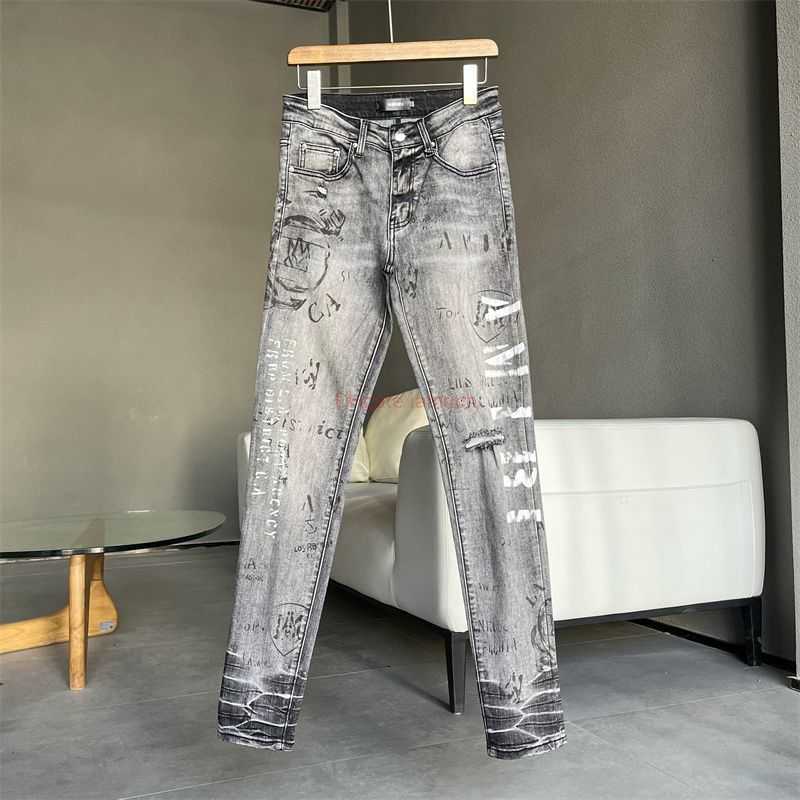 Designer Clothing Amires Jeans Denim Pants Highgrade Amies Fashion Brand Gray Cow Graffiti Letters Washed to Make Old Holes Stretch Slim Denim Pants Mens High Street, Dark gray
Designer Clothing Amires Jeans Denim Pants Highgrade Amies Fashion Brand Gray Cow Graffiti Letters Washed to Make Old Holes Stretch Slim Denim Pants Mens High Street, Dark gray