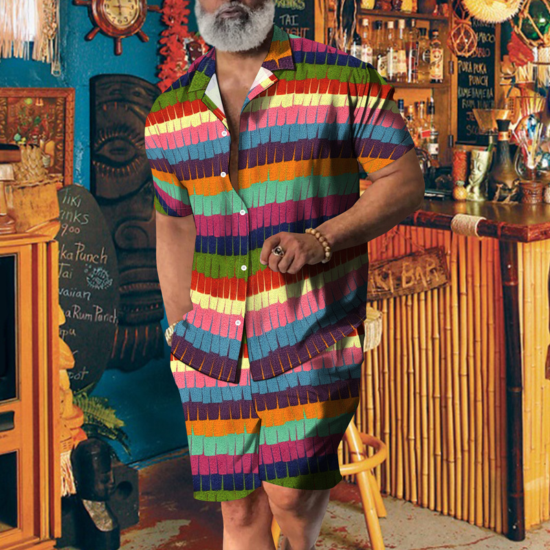 Men s Tracksuits Summer Fashion Trend Top Short Shirt Collocation Same Color Tether Pants 3D Simple Harajuku Print Casual Bar Suit S 4XL 230522