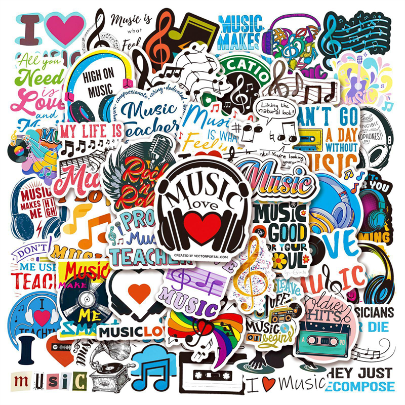 50Pcs Inspirational Music Stickers Rock Band Music Graffiti Kids Toy Skateboard car Motorcycle Bicycle Sticker Decals Wholesale