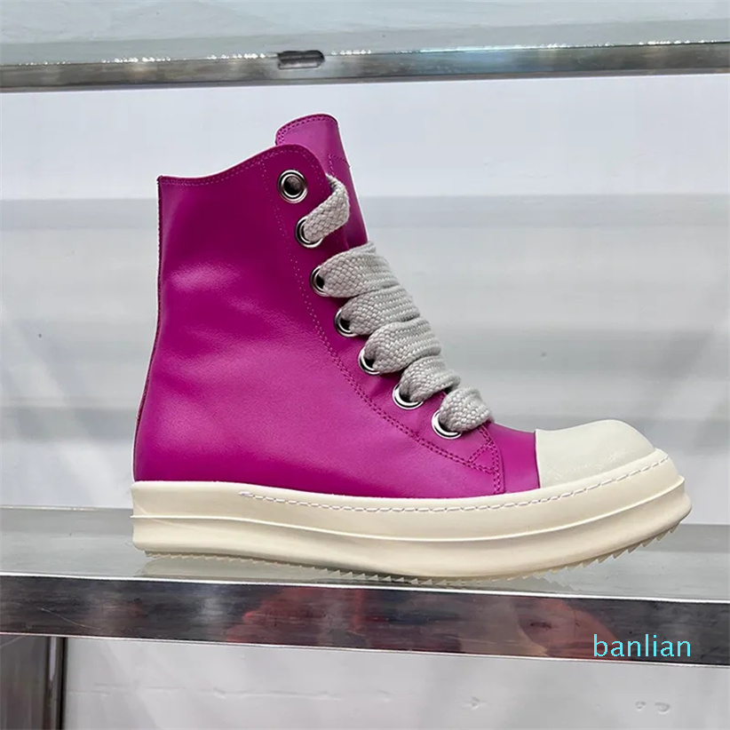 High Top Casual Shoes Women Bright Pink Jumbo Lace Up Leather Thick Sole Fashion Designer Sneakers Round
High Top Casual Shoes Women Bright Pink Jumbo Lace Up Leather Thick Sole Fashion Designer Sneakers Round