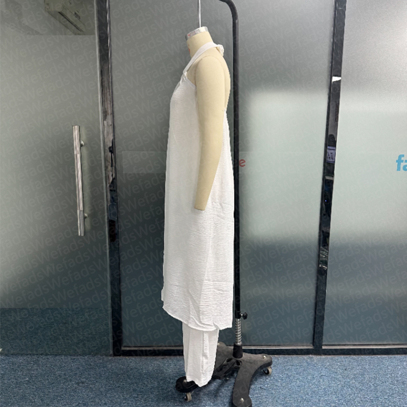 Women s Two Piece Pants Wefad Set Summer Fashion Sleeveless Lace Up Halter Neck Slit Long Top Loose Straight Sets Streetwear 230522