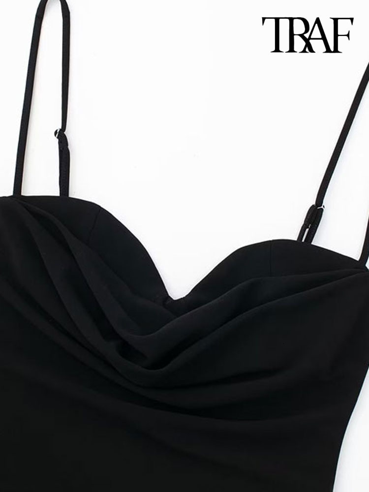 Women s Jumpsuits Rompers TRAF Women Fashion With Sweetheart Neck Draped Bodysuits Vintage Backless Zipper Thin Straps Female Playsuits Mujer 230522