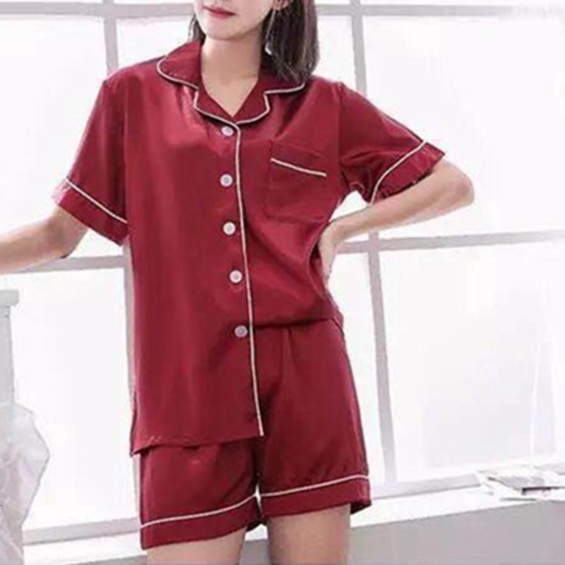 Women's Sleepwear Plus Size 5XL WomensP ajamaS etS atinS oftP hortS leeveT opShortSl eevePa jamas2P i eceHo meFu rnishingCa sualCa sua 230520