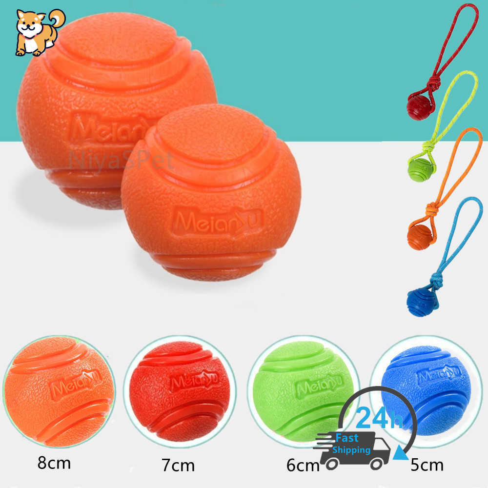 Dog Interactive Toys Chews Ball Indestructible Chew Bouncy Rubber Pet Toy with String for Big Puppy Games G230520 H250210