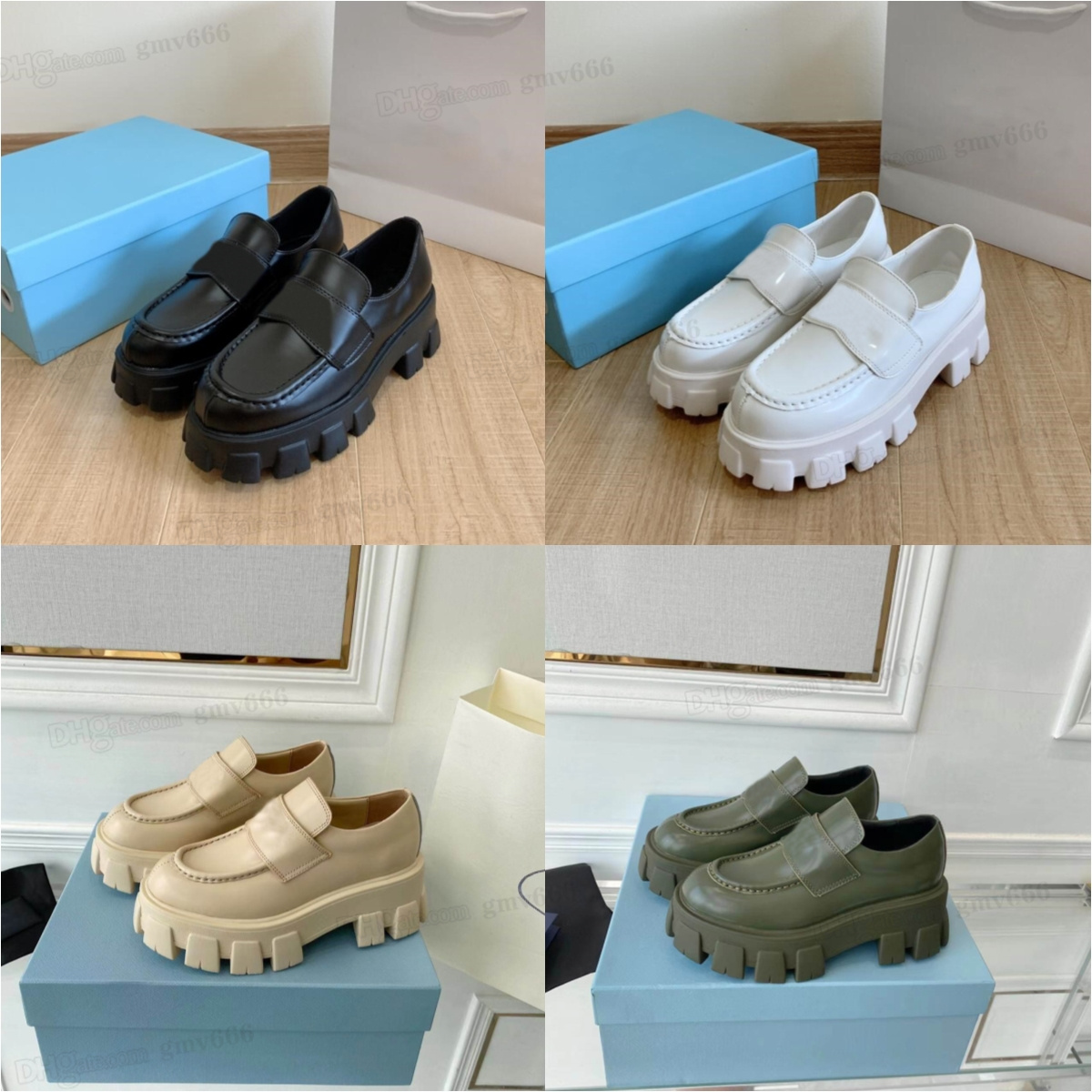 Casual Shoes Designer Monolith Soft Cowhide woman Loafers Rubber Platform pradas Sneakers withe Black Shiny Leather Slipper Thick Chunky Round Head Bottom prad
Casual Shoes Designer Monolith Soft Cowhide woman Loafers Rubber Platform pradas Sneakers withe Black Shiny Leather Slipper Thick Chunky Round Head Bottom prad