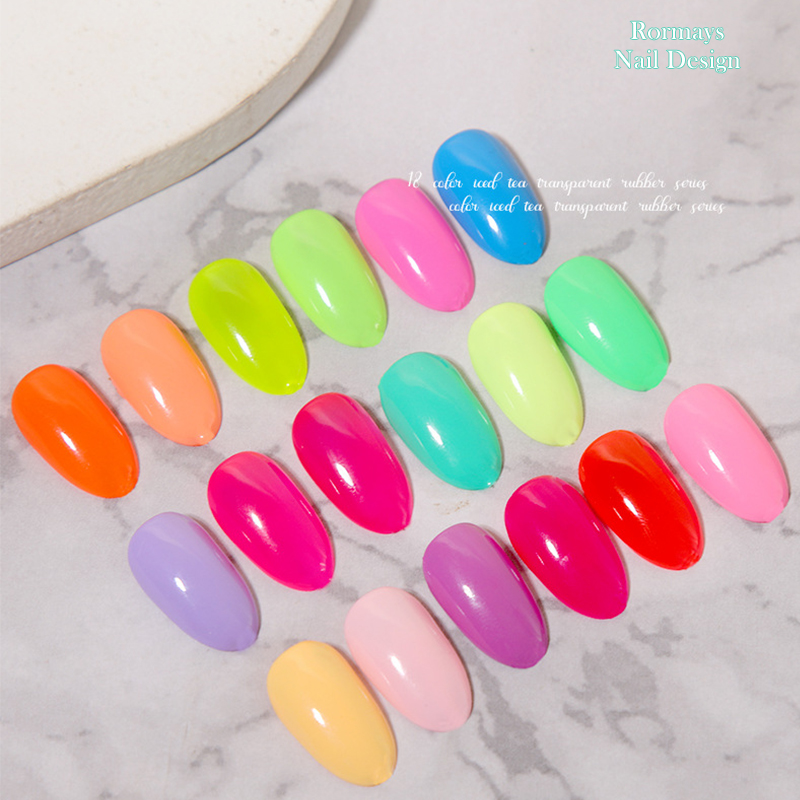 Rormays 18 Color Gel Nail Polish Set 15ML Summer Candy Fluorescent Semi Permanent Varnish Gel UV LED Immersion Neon light nail salon dedicated gel who