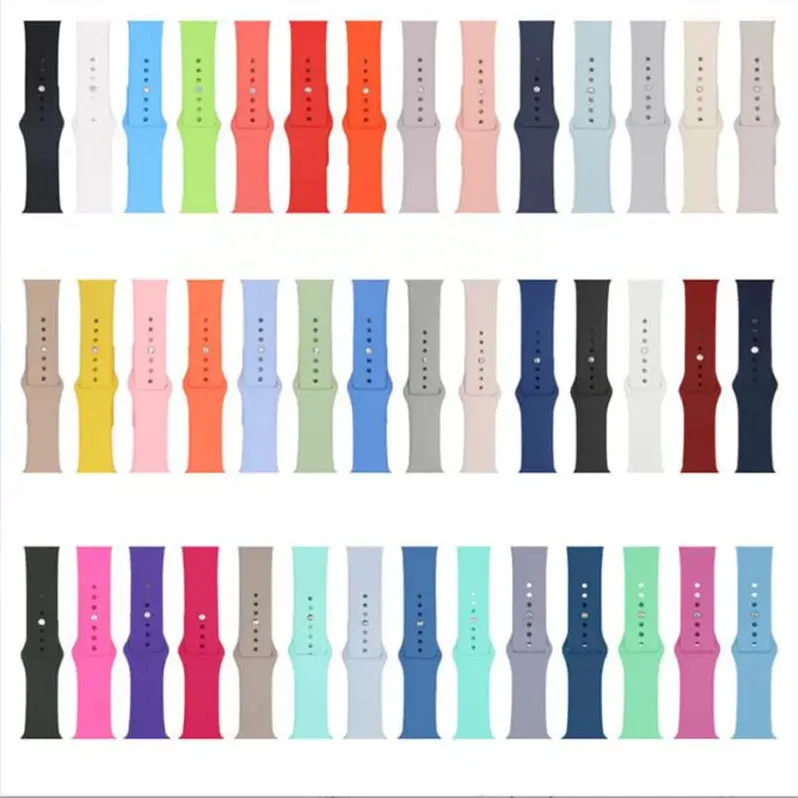 79 Colors Silicone Strap For Apple Watch Series 7 45mm 6 5 4 3 2 1 Band Soft Replacement Watchband For Iwatch 41MM 4MM 38MM 42MM 40MM 44MM Smartwatch Bands Straps