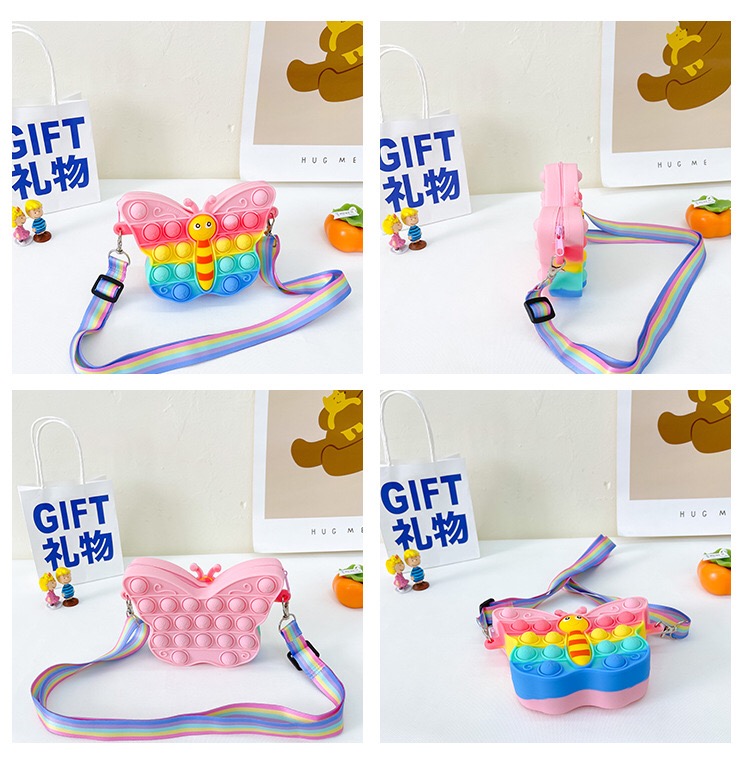 Silicone Decompression Toy Children Single Shoulder Diagonal Cute Cartoon Package Bubbles Coin Purse
