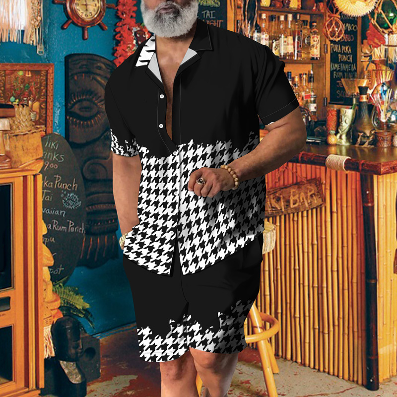 Men s Tracksuits Summer Fashion Trend Top Short Shirt Collocation Same Color Tether Pants 3D Simple Harajuku Print Casual Bar Suit S 4XL 230522