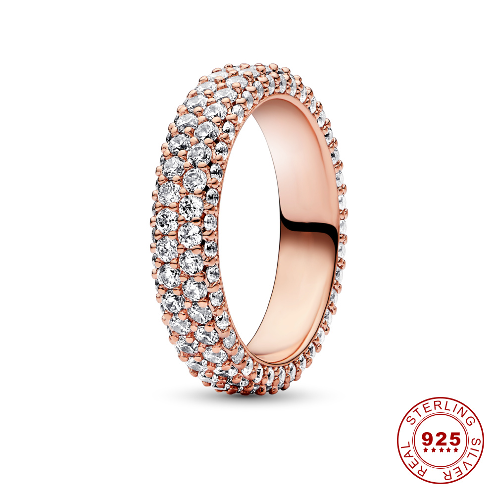 2024 New 925 Sterling Silver Ring Timeless Pave Rings for women The Glittering Ring Feminine Engagement Jewelry Fashion Accessories Free Delivery