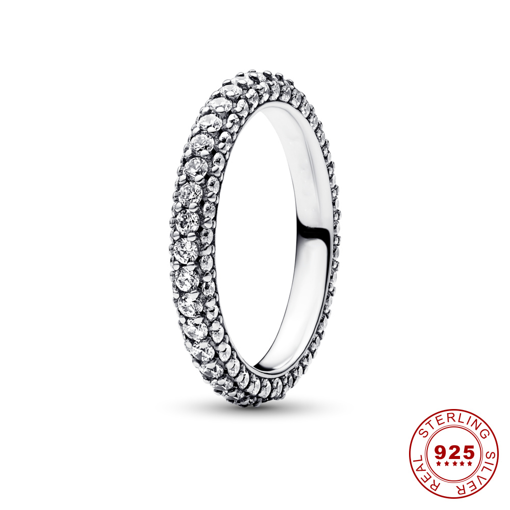 2024 New 925 Sterling Silver Ring Timeless Pave Rings for women The Glittering Ring Feminine Engagement Jewelry Fashion Accessories Free Delivery