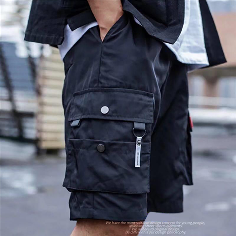 Mens Shorts Men Cargo Tactical Joggers Work Casual Pants Male Multi Pockets Buttons Loose Wide Leg Knee Length Summer 230522