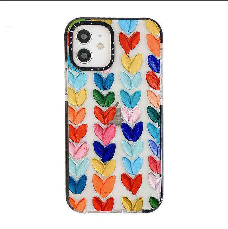 Phone Case Multi-color Love Soft TPU Transparent Rear Cover Shockproof Phone case Suitable for iPhone 14 13 12 11 Pro X XS Max 7 8 14 Plus