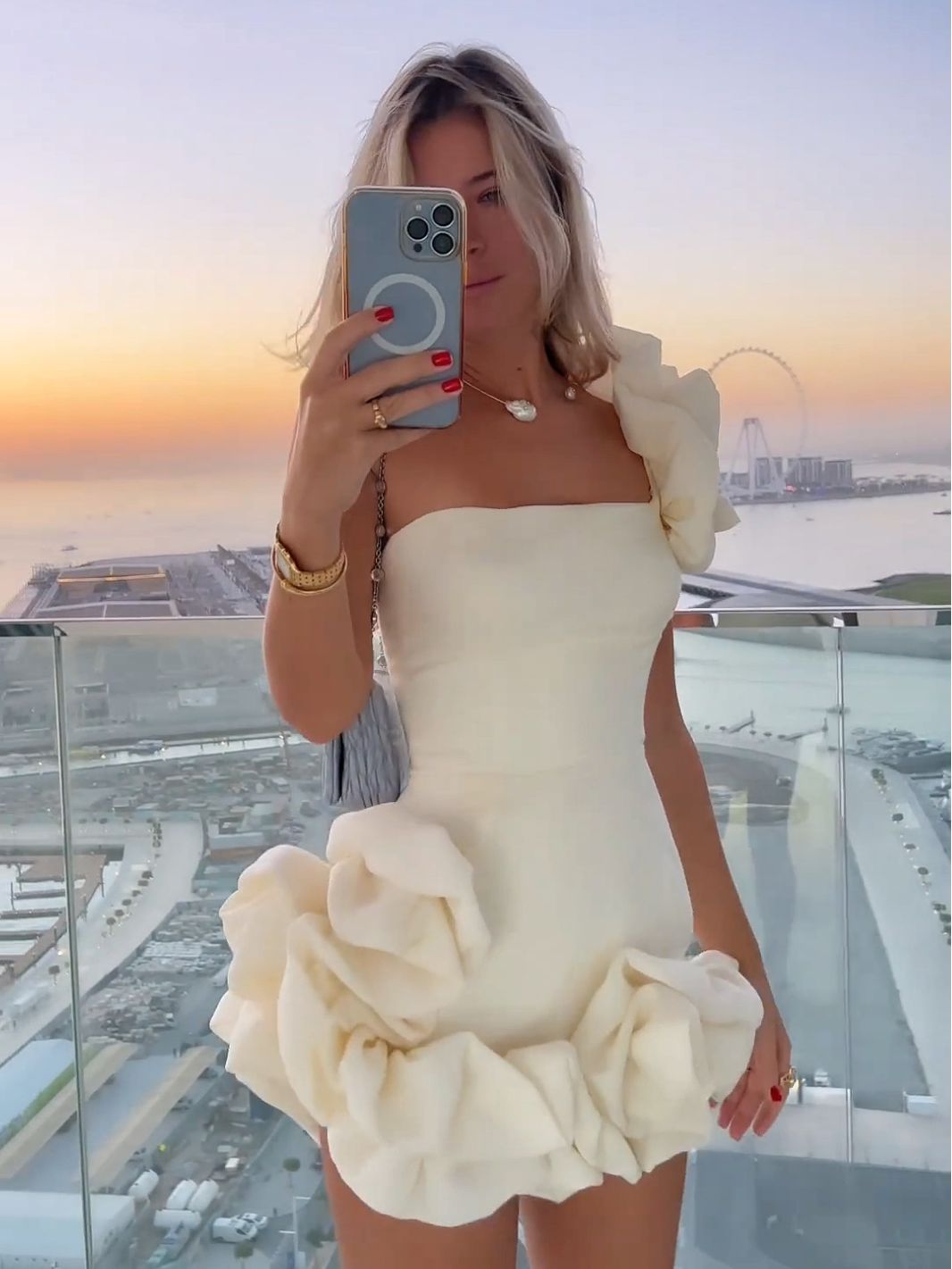 Summer New Design Fashion European and American Women's Dress Ruffle Edge Flower Bud Waist Fold Dress One Shoulder Bra Wrap Hip Dress