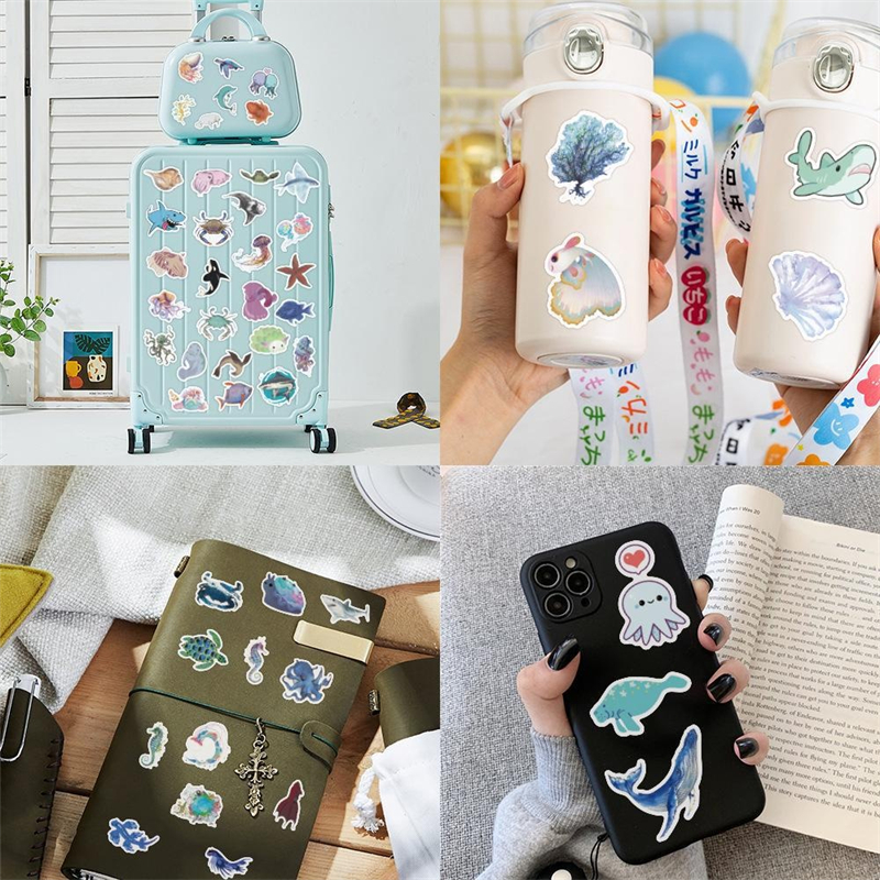 50Pcs Cartoon Marine Life Stickers Cute Marine Animal Graffiti Kids Toy Skateboard car Motorcycle Bicycle Sticker Decals Wholesale