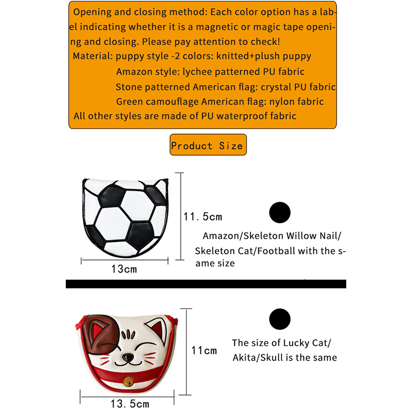 Other Golf Products Golf Mallet Putter Cover Golf Headcover Magnetic Or Magic Tape Closure Golf Club Cover Multi Style Color Pattern Golf Supplies 230