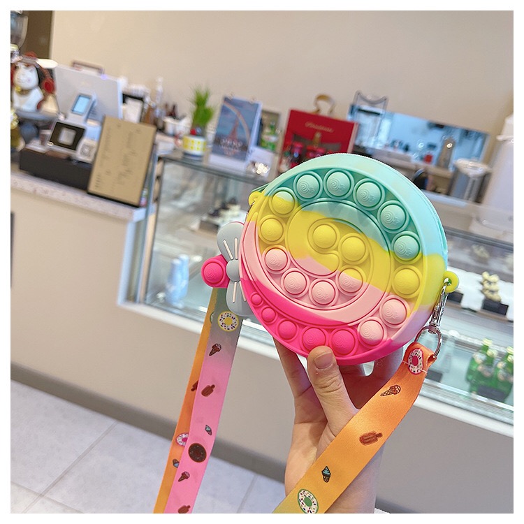 Silicone Decompression Toy Children Single Shoulder Diagonal Cute Cartoon Package Bubbles Coin Purse