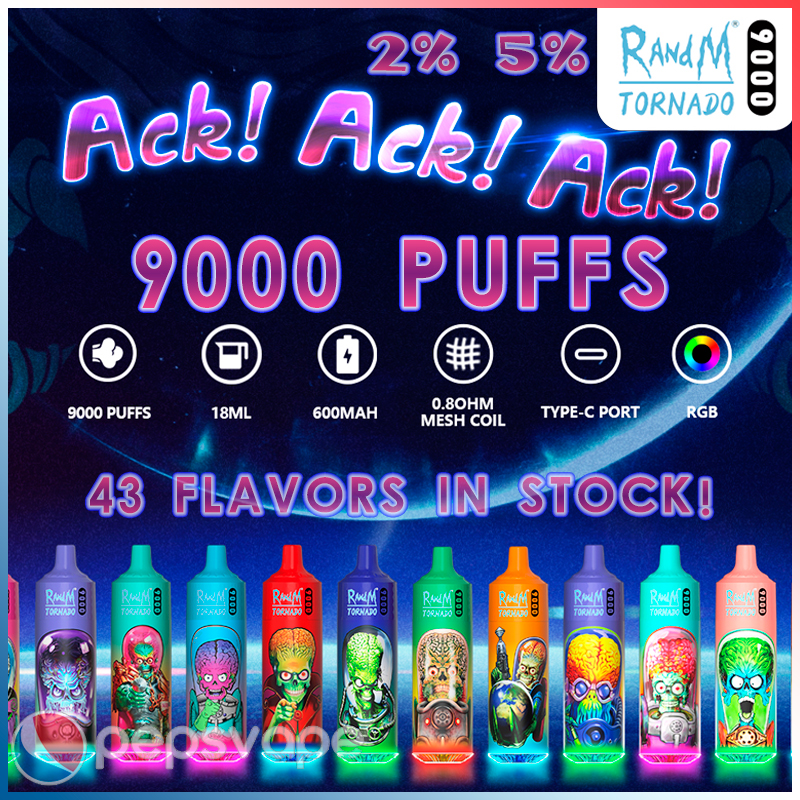 Original RandM Tornado 9000 Puffs Disposable E Cigarettes 0.8ohm Mesh Coil 18ml Pod Battery Rechargeable Electronic 9000 puff Cigs 9K 2% 5% Vape Pen 43 Flavors in stock
Original RandM Tornado 9000 Puffs Disposable E Cigarettes 0.8ohm Mesh Coil 18ml Pod Battery Rechargeable Electronic 9000 puff Cigs 9K 2% 5% Vape Pen 43 Flavors in stock