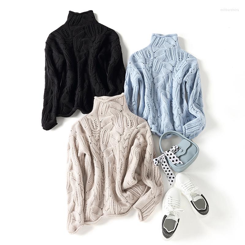 Womens Sweaters Shuchan Turtleneck Cashmere For Women Autumn Winter Warm High Quality A-straight Pullover Fall Clothes