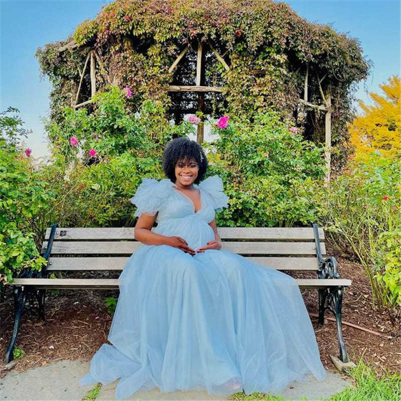 Maternity Dresses New Tulle Maternity Dress for Photoshoot Pregnancy Shooting Baby Shower Dresses For Pregnant Woman Long Photography Session Gown AA2