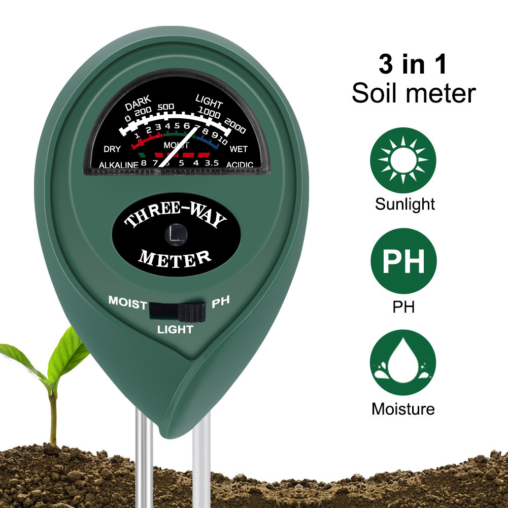 3 in1 Soil Water Moisture PH Meter Acidity Humidity Sunlight Light PH Test Garden Flowers Moist Sensor Tester Testing Instrument Wholesale
3 in1 Soil Water Moisture PH Meter Acidity Humidity Sunlight Light PH Test Garden Flowers Moist Sensor Tester Testing Instrument Wholesale