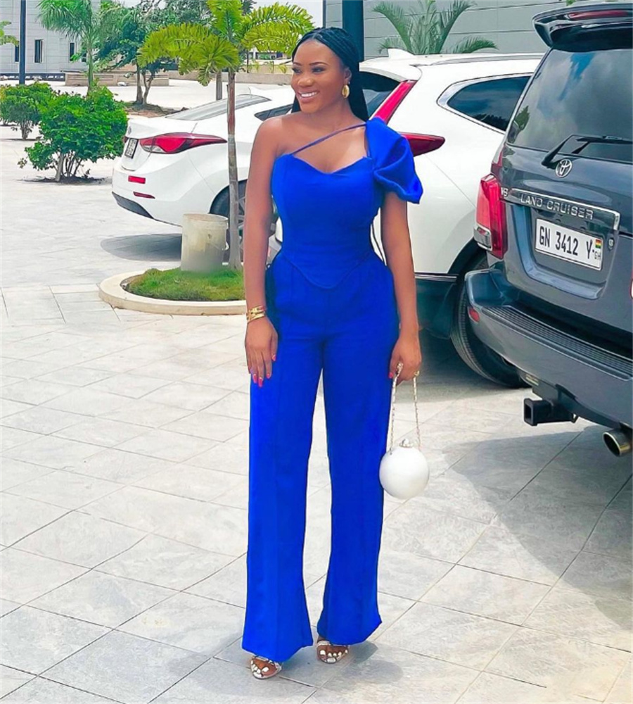 Elegant Jumpsuit Royal Blue Prom Dress 2023 Sexy One Shoulder Satin Outfit Evening Dresses Chic Night Formal Occasion Party Wear Vestidos De Fiesta No