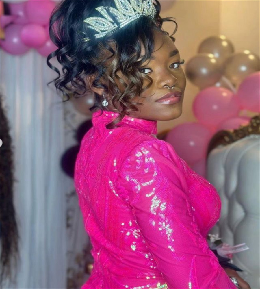 Beautiful Fuchsia Sequin Prom Dress 2023 Mermaid Sparkle Sweet 15 Birthday Party Dresses Elegant Formal Occasion Evening Dress robe de soiree vestido 